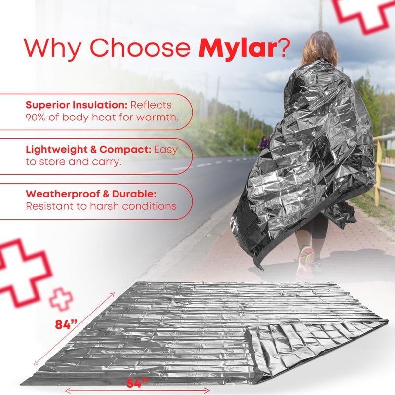Ever Ready First Aid Mylar Rescue Blanket, Large Silver Thermal Sheet for Emergency and Survival, 54â€ x 84â€ â€“ 20 Count - Image 5